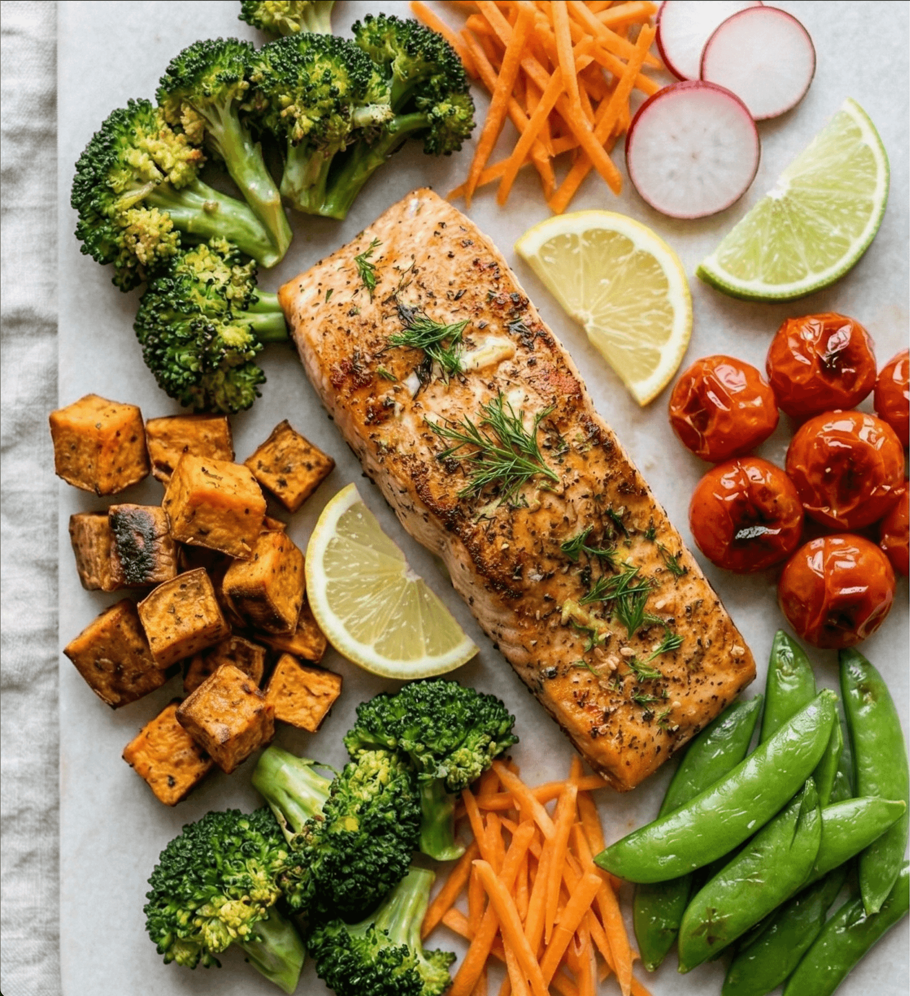 Weekly meal prep containers and ingredients organized for the week